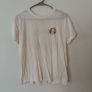 rip curl ivory cream floral print sheer lightweight graphic tee shirt